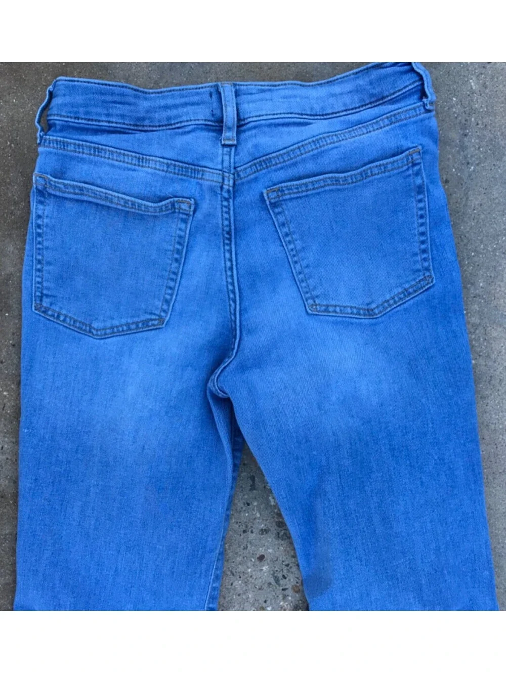 Gap 70s High Rise Flare Jeans Size 16 Blue Medium Wash Denim Two-Tone Stretch